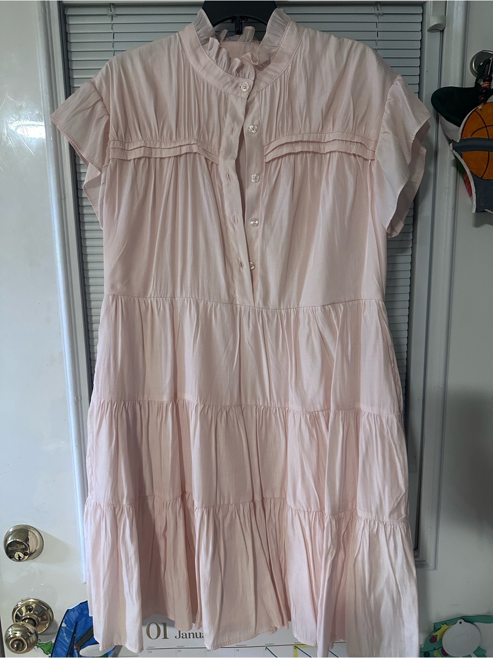 Biltmore Light Pink Tiered Button-Front Dress